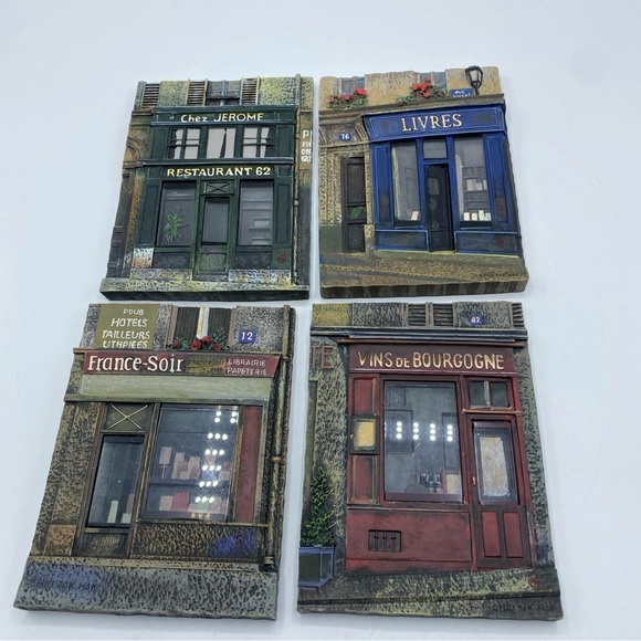 Paris France Street Scene 3D Wall Art Chiu Tak Hak Hanging Home Decor Set 4 - Picture 2 of 8